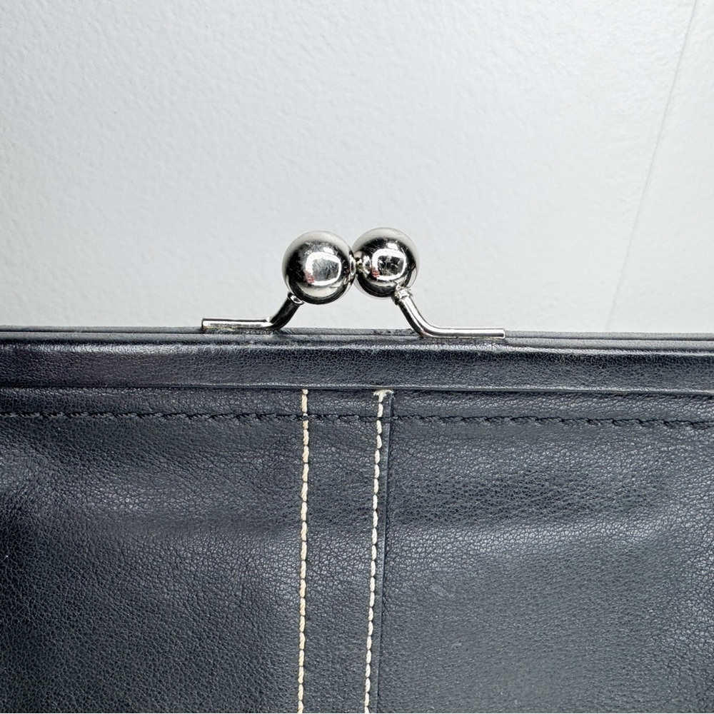 🖤 Coach Black Leather Kisslock Frame Wristlet Clutch - Picture 3 of 7